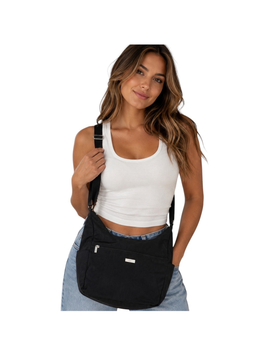 Baggallini Handbags - Baggallini Black Nylon Crossbody Shoulder Bag Hobo Travel Purse Adjustable Strap
